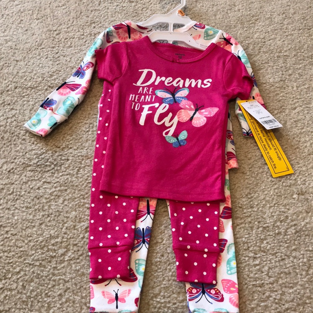 NWT carter’s baby girl 4 piece pajama set sz 12 mo